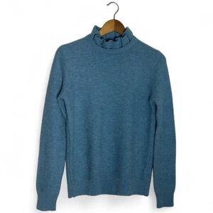 Blue Ruffle Mock Neck Men's Sweater
